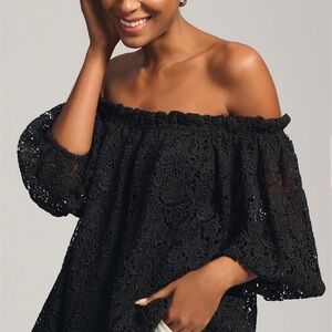 Maeve Black Off-Shoulder Cutwork Top